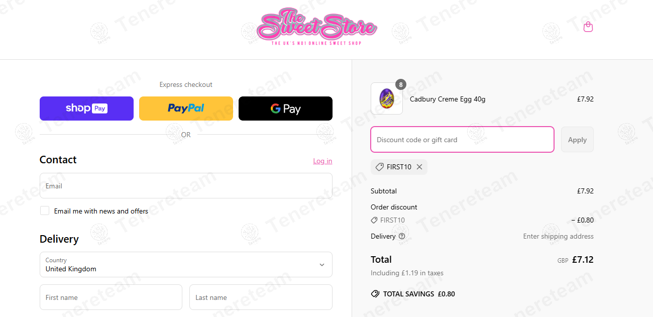 The Sweet Store coupon code: 10% off with FIRST10. Tested and valid as 1 year ago.