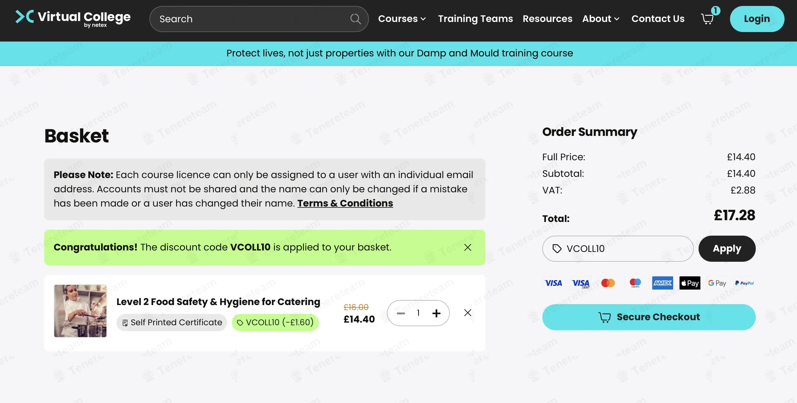 Virtual College UK coupon code: 10% off with VCOLL10. Tested and valid as 9 months ago.