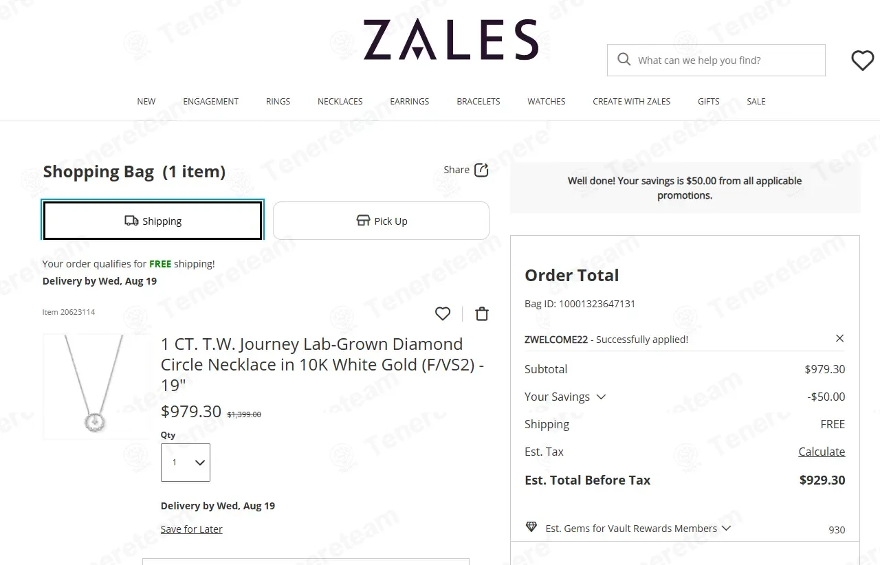 Zales coupon code: $50 off with ZWELCOME22. Tested and valid as 1 week ago.