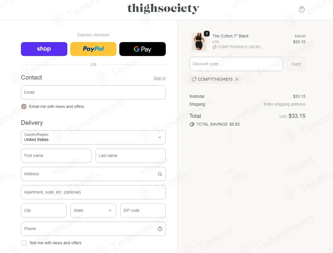 Thigh Society Canada coupon code: 15% off with COMFYTHIGHS15. Tested and valid as 1 week ago.