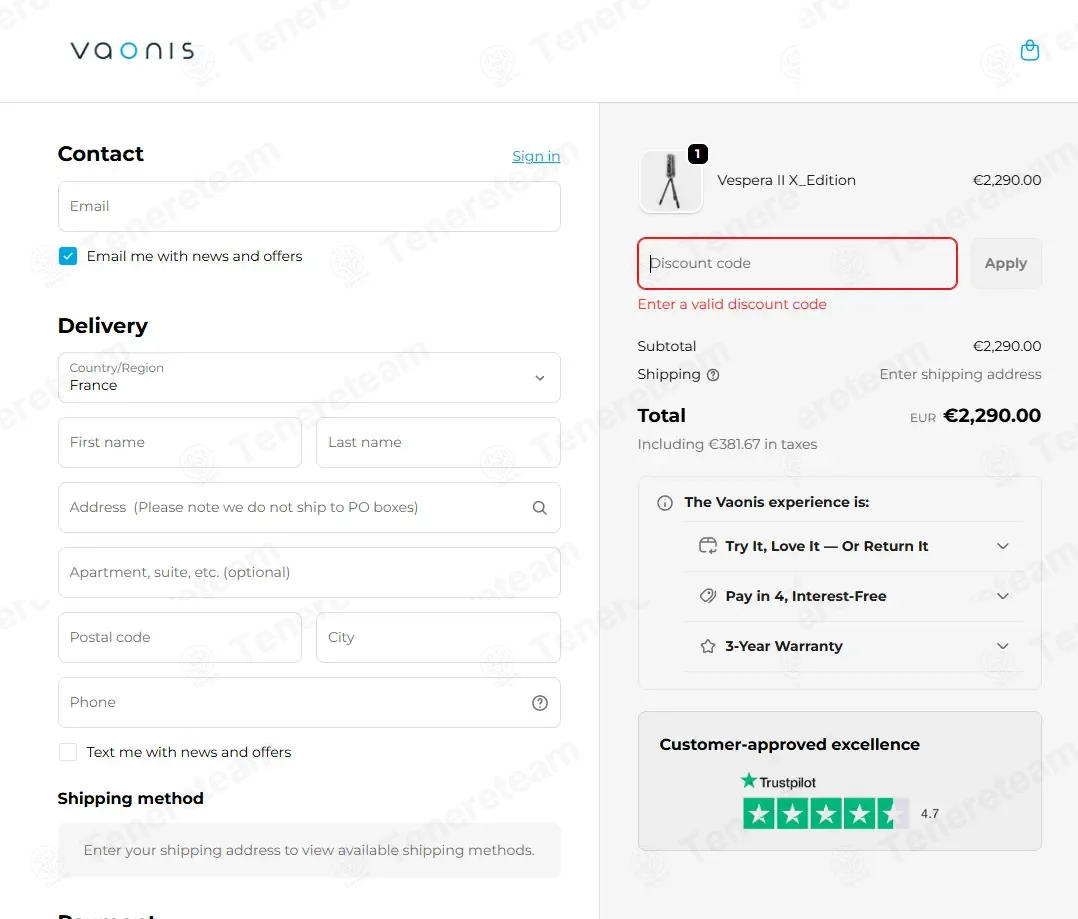 Vaonis coupon code: 10% off with ASTRONOMY10. Tested and valid as 7 months ago.