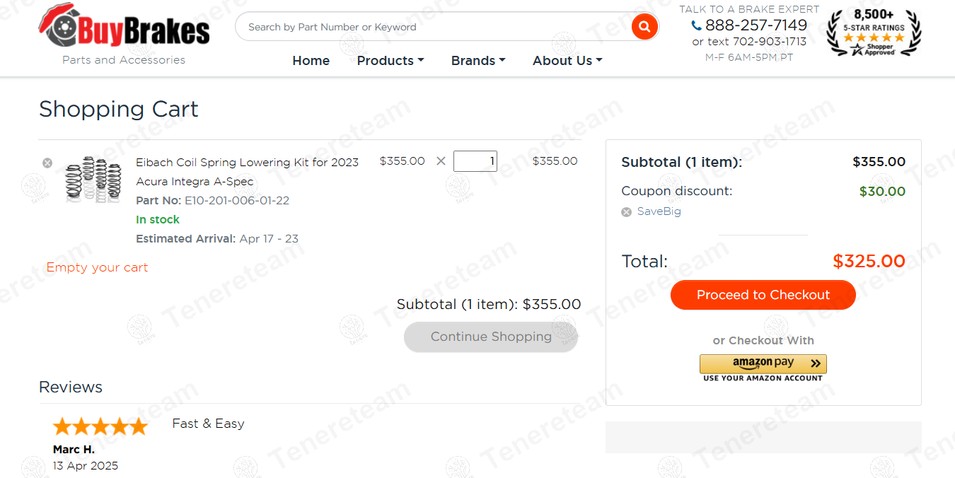Buy Brakes coupon code: $30 off with SAVEBIG. Tested and valid as 7 months ago.