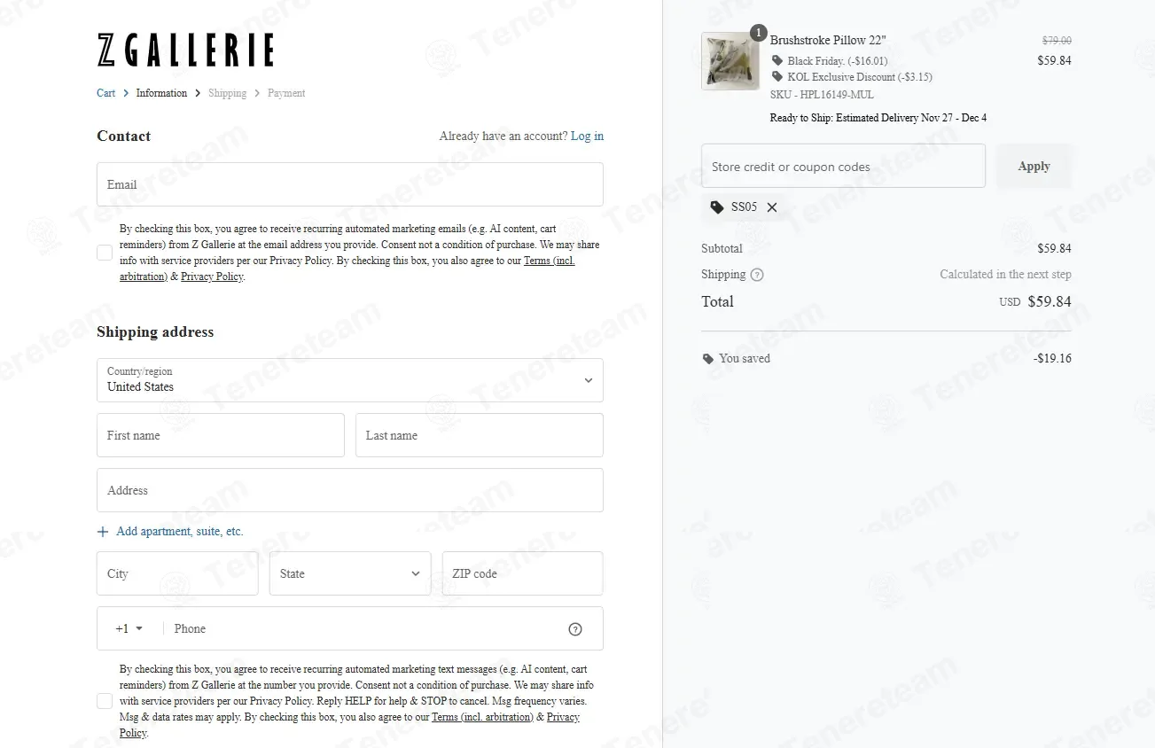 Z Gallerie coupon code: 5% off with SS05. Tested and valid as 6 months ago.