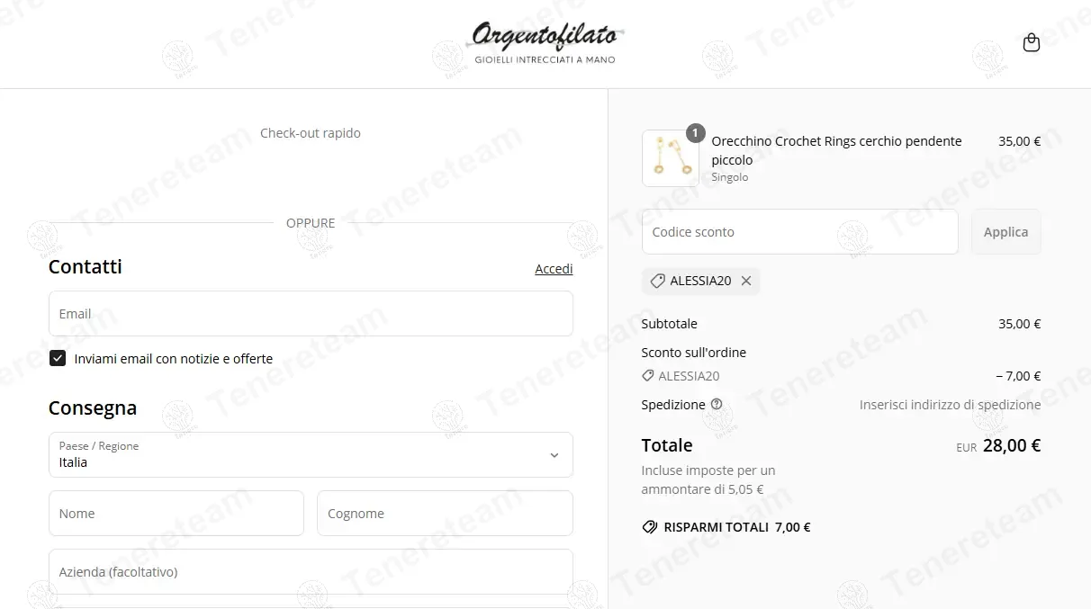 Argentofilato coupon code: 20% off with ALESSIA20. Tested and valid as 1 year ago.