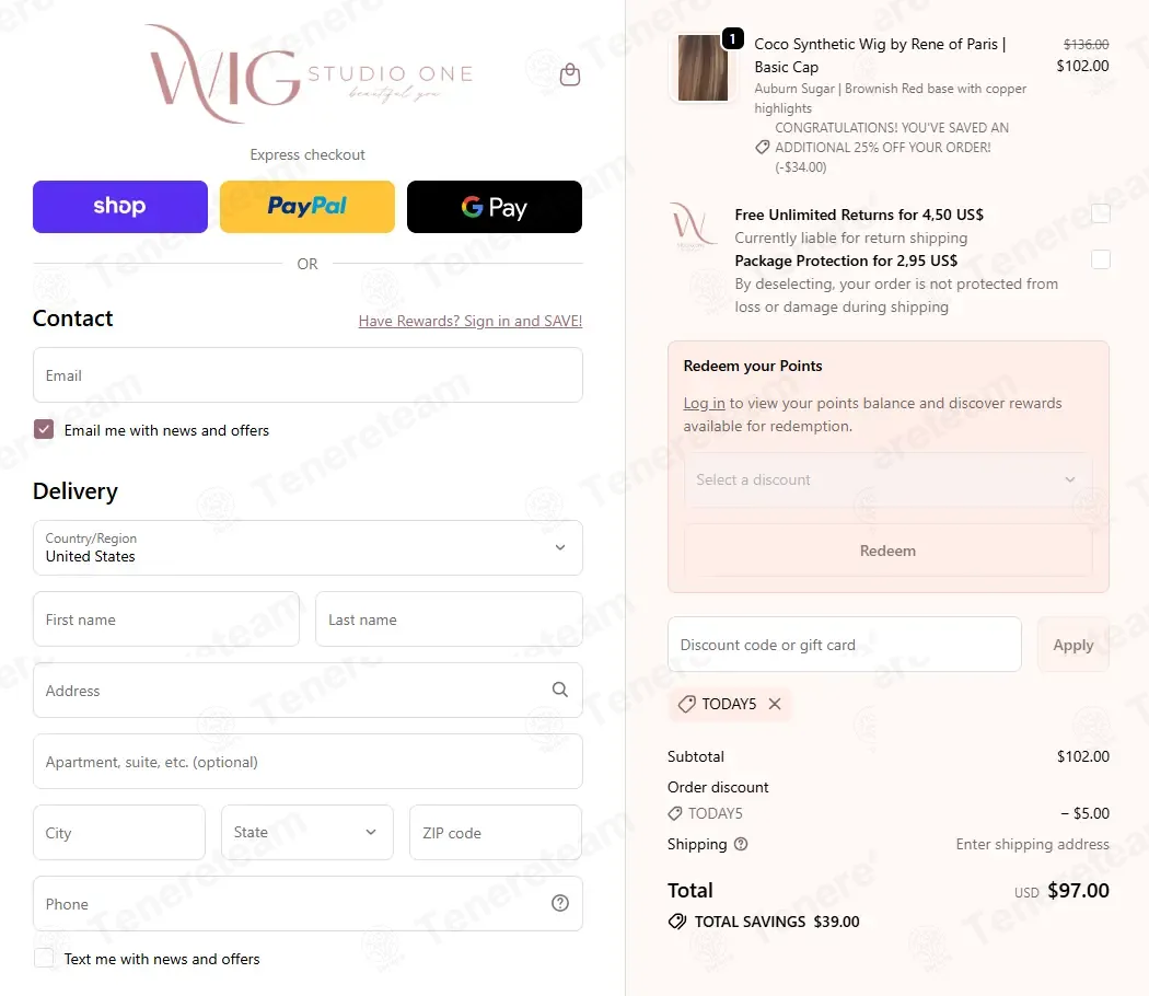 Wig Studio 1 coupon code: $5 off with TODAY5. Tested and valid as 8 months ago.