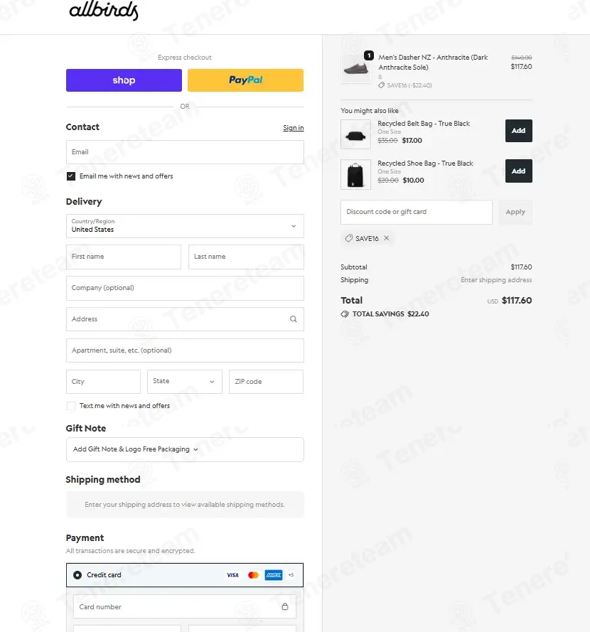 Allbirds coupon code: 16% off with SAVE16. Tested and valid as 1 week ago.