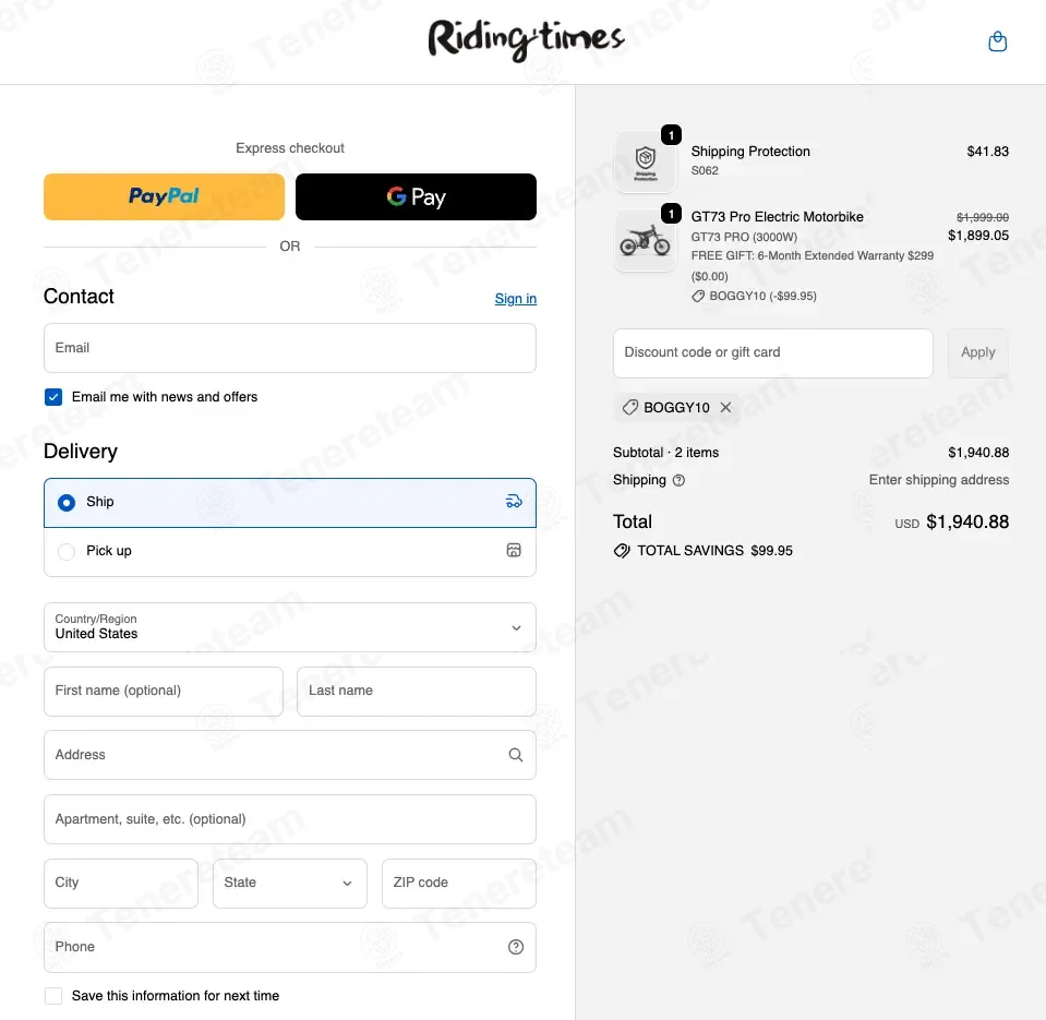Rider T coupon code: 5% off with BOGGY10. Tested and valid as 1 month ago.