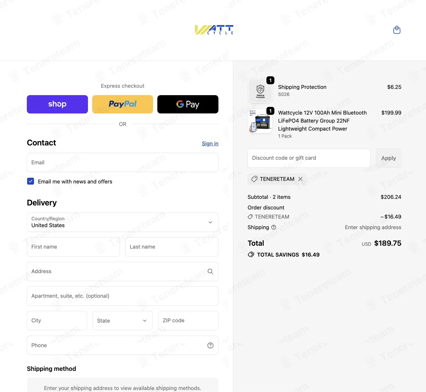 Watt Cycle coupon code: 8% off with TENERETEAM. Tested and valid as 6 months ago.