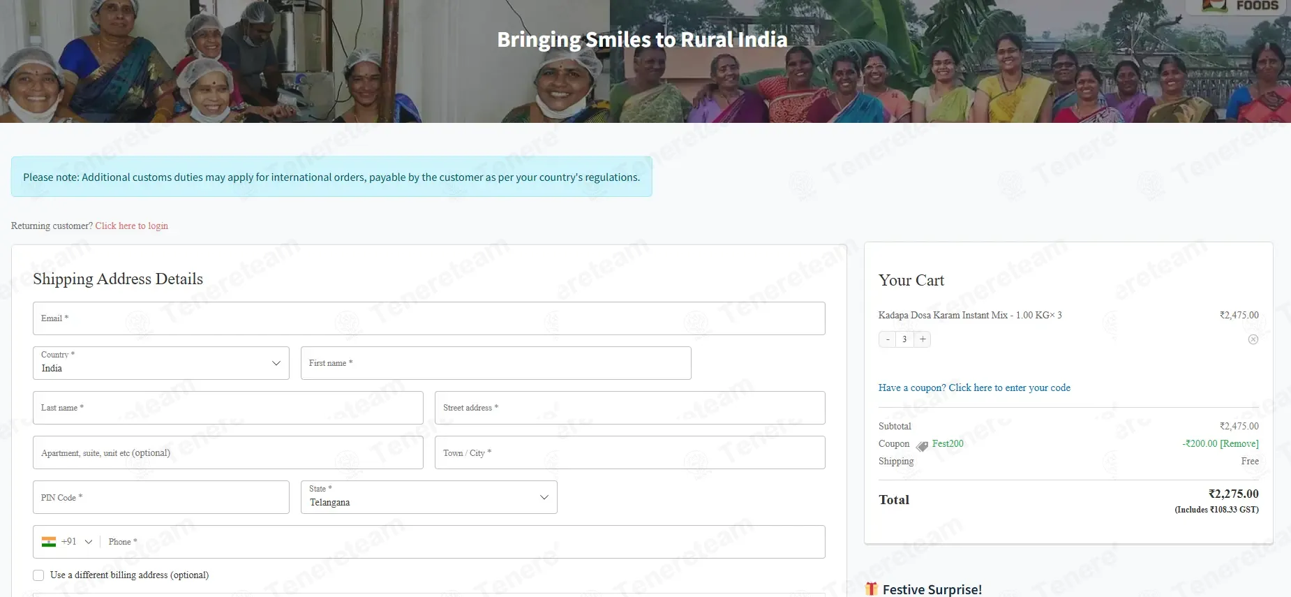 Sitara Foods coupon code: Rs200 off with FEST200. Tested and valid as 8 months ago.