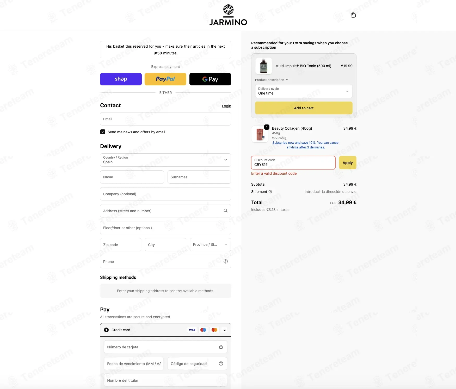 Jarmino ES coupon code: 15% off with CRYS15. Tested and valid as 2 months ago.