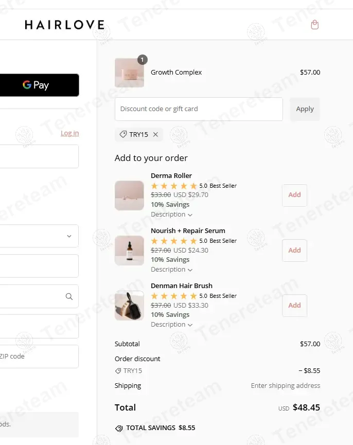 HAIRLOVE coupon code: 15% off with TRY15. Tested and valid as 1 year ago.