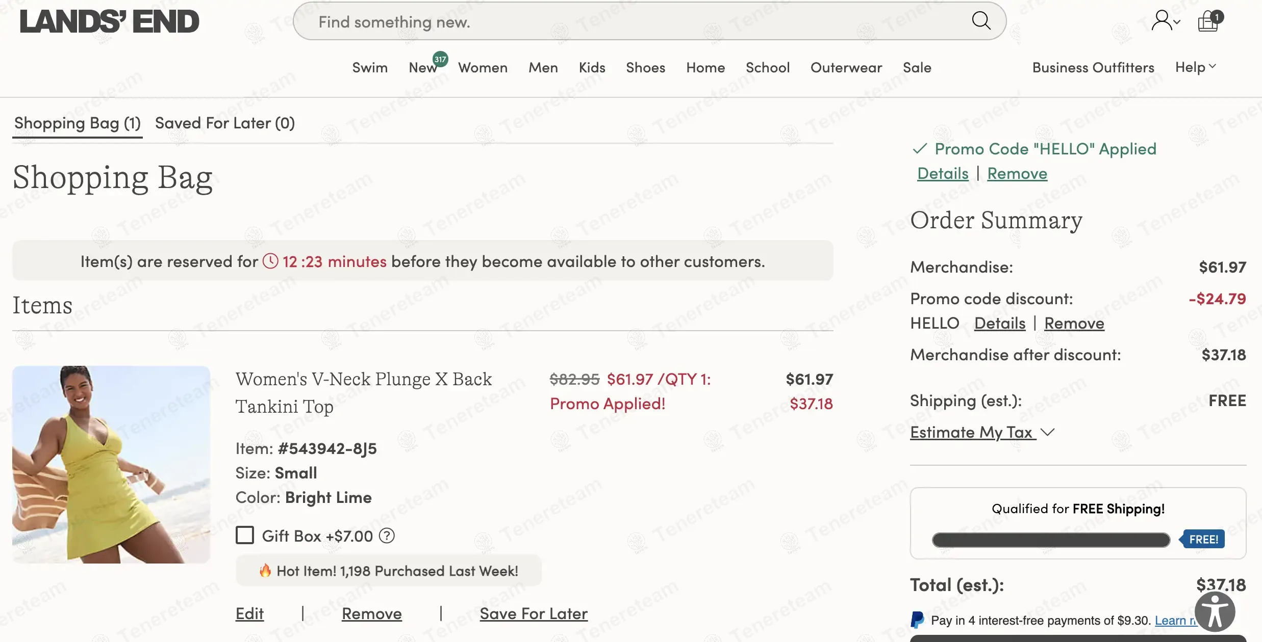 Lands' End coupon code: 40% off with hello. Tested and valid as 1 year ago.