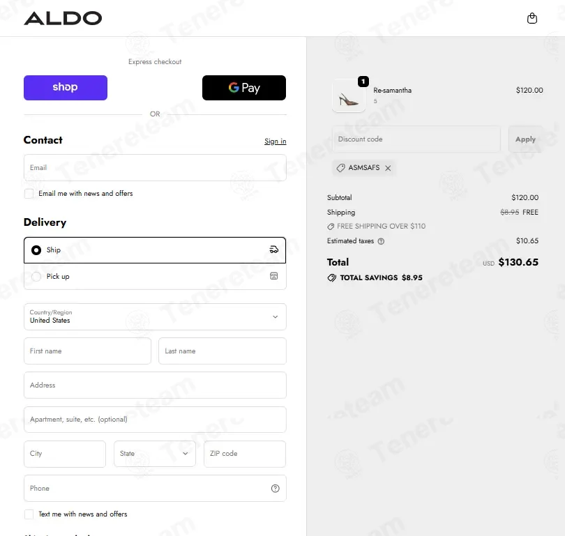 Aldo coupon code: 100% off with ASMSAFS. Tested and valid as 1 week ago.