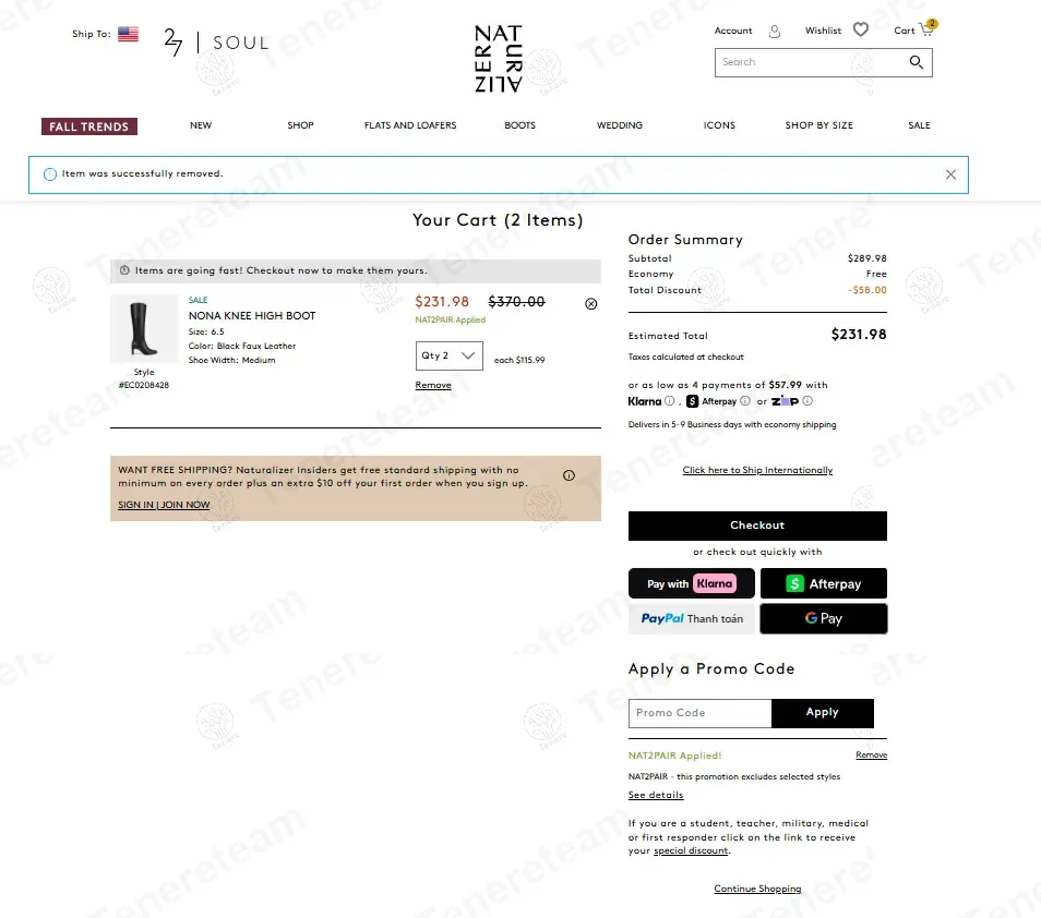 Naturalizer coupon code: 20% off with NAT2PAIR. Tested and valid as 10 months ago.