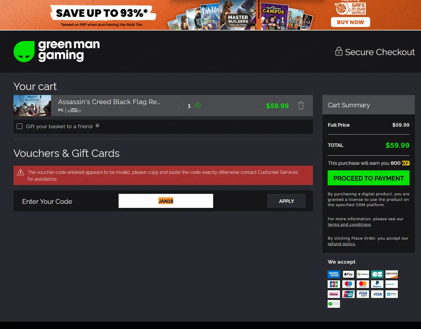 Green Man Gaming coupon code: 18% off with JAN18. Tested and valid as 3 weeks ago.