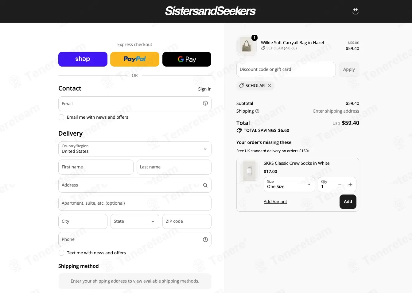 Sisters and Seekers coupon code: 10% off with SCHOLAR. Tested and valid as 2 weeks ago.