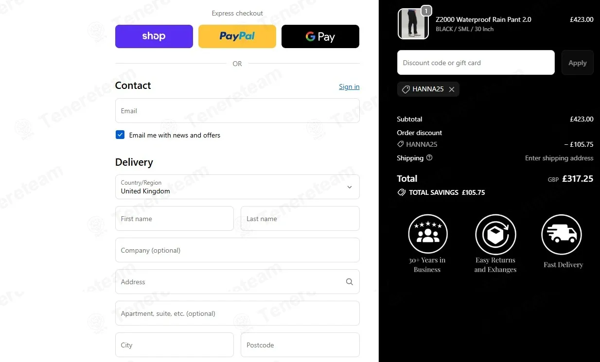 Zero Restriction coupon code: 25% off with Hanna25. Tested and valid as 4 weeks ago.