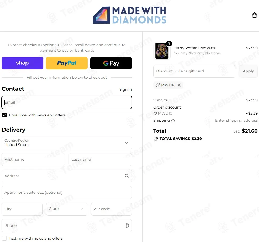 Made with Diamonds coupon code: 10% off with MWD10. Tested and valid as 1 week ago.