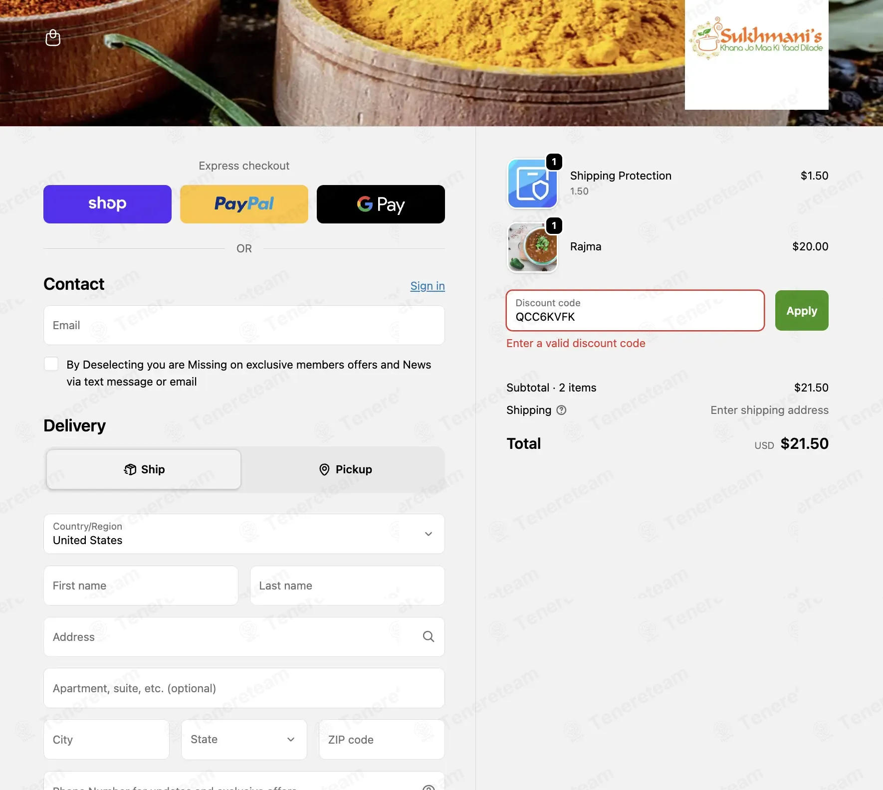 Sukhmani Foods coupon code: $10 off with QCC6KVFK. Tested and valid as 2 months ago.