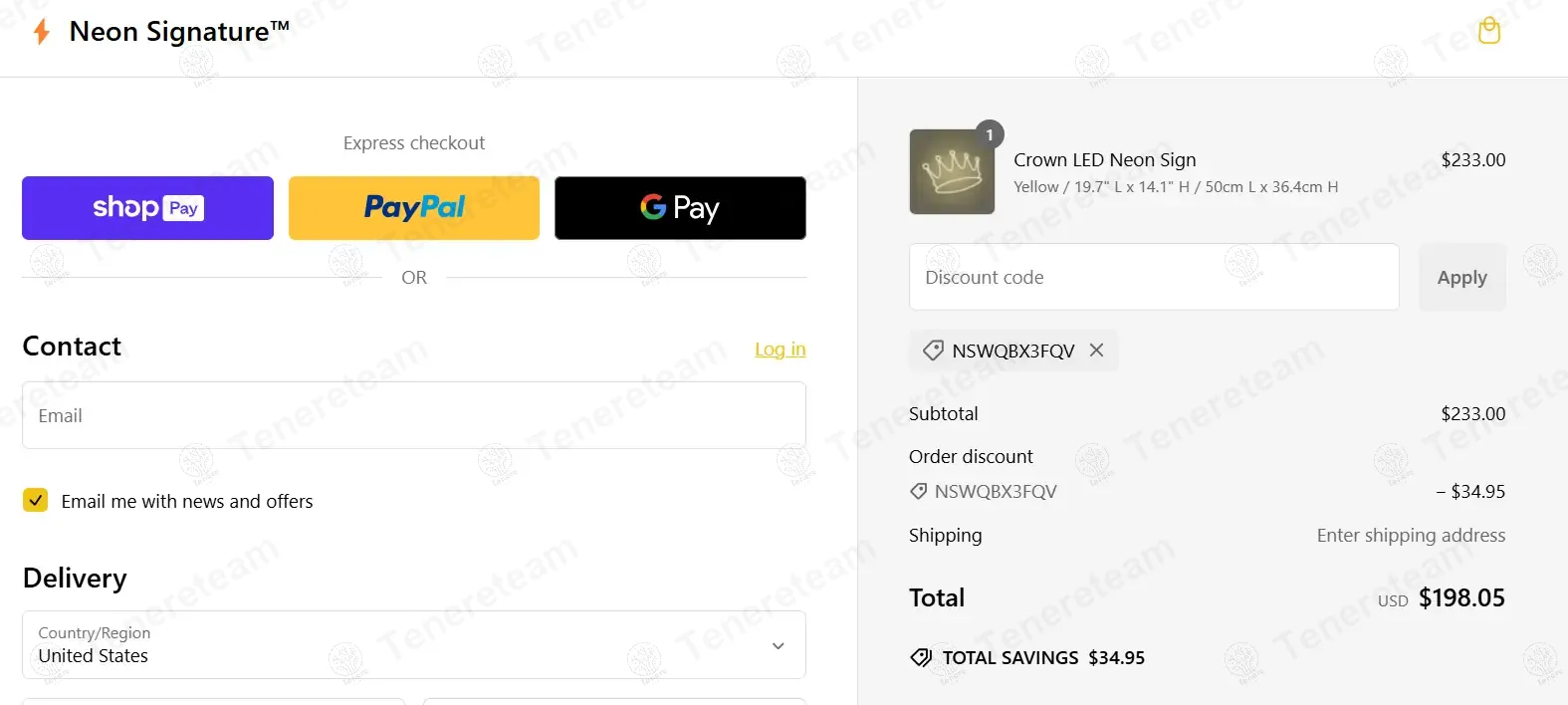Neon Signature coupon code: 15% off with NSWQBX3FQV. Tested and valid as 1 year ago.