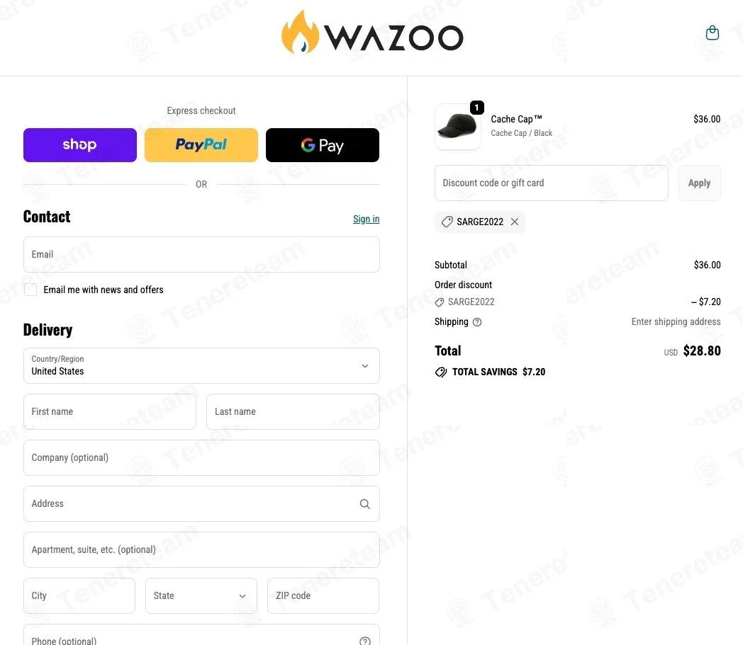 Wazoo Survival Gear coupon code: 20% off with SARGE2022. Tested and valid as 1 week ago.