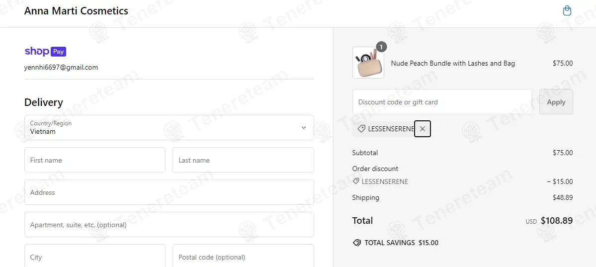 Anna Marti Cosmetics coupon code: 20% off with lessenserene. Tested and valid as 1 year ago.