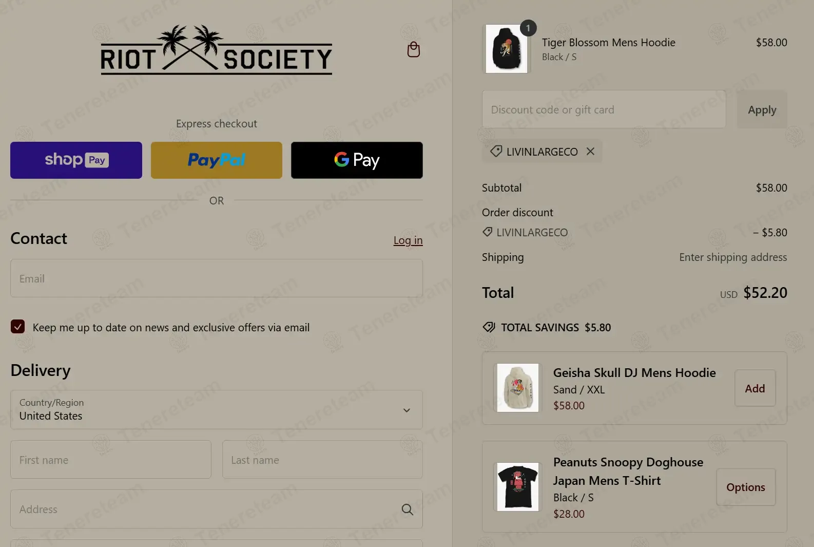 Riot Society coupon code: 10% off with LIVINLARGECO. Tested and valid as 1 year ago.