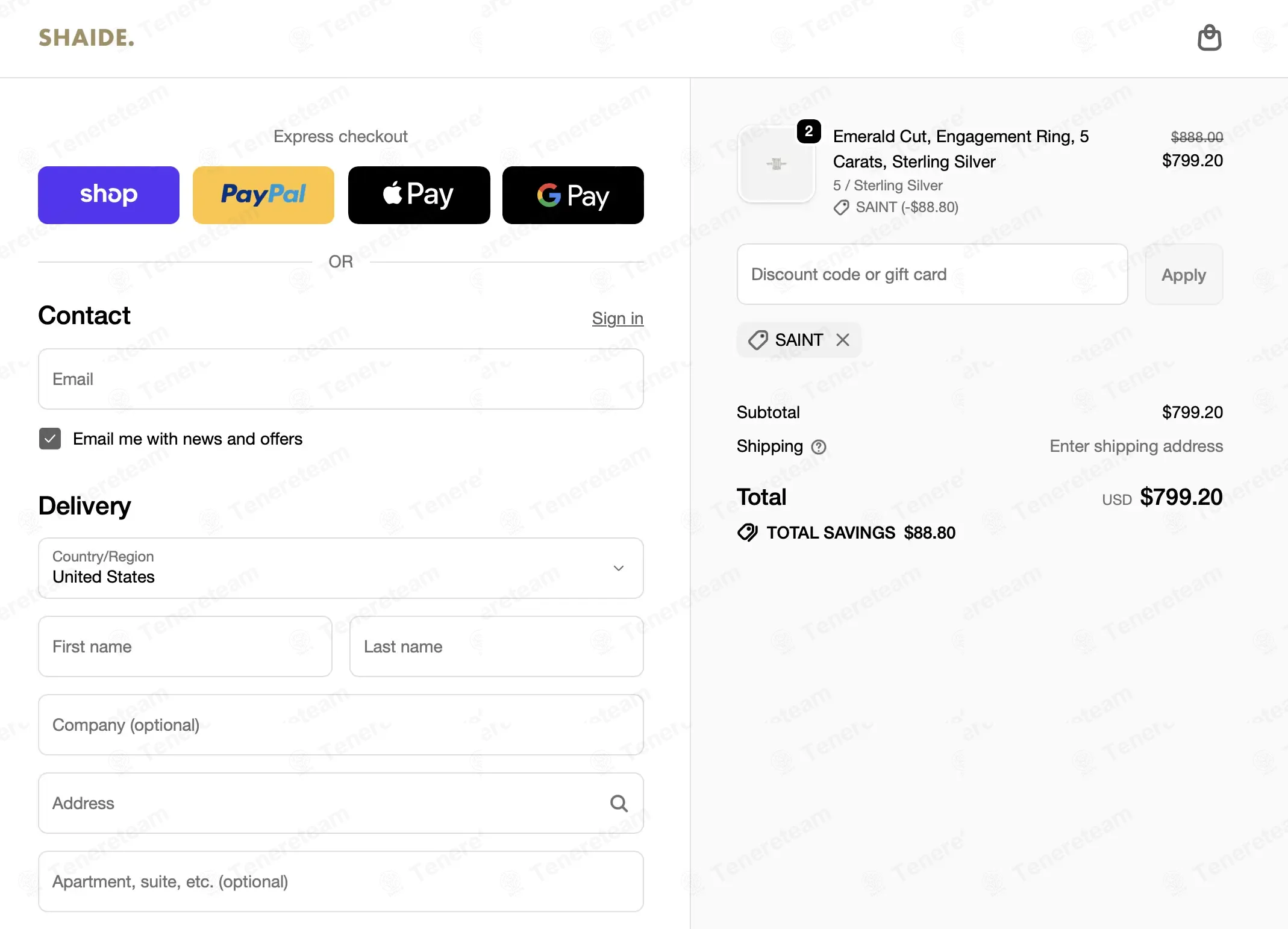 Shaide Boutique coupon code: 10% off with SAINT. Tested and valid as 1 month ago.