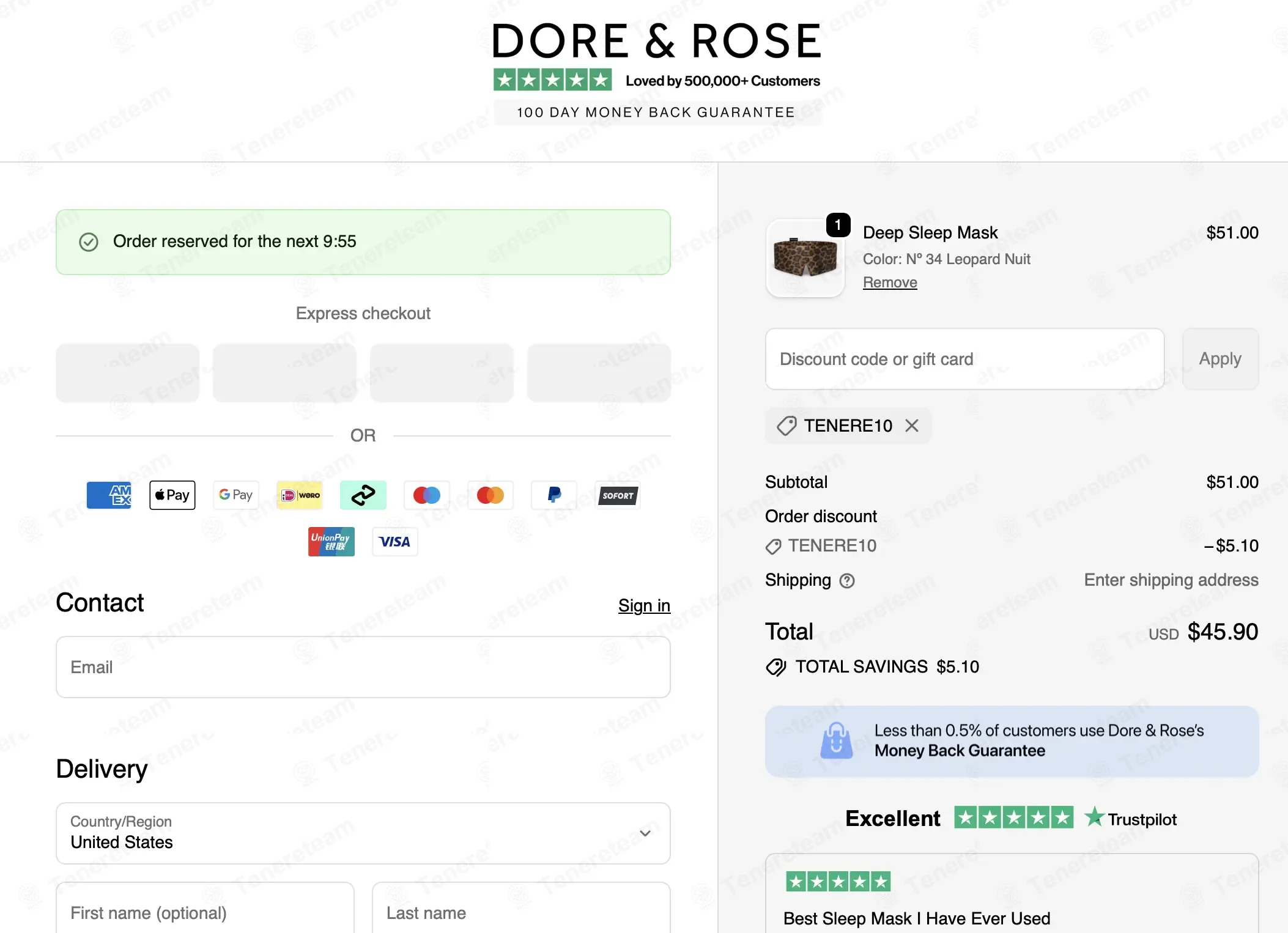 Dore & Rose coupon code: 10% off with TENERE10. Tested and valid as 3 weeks ago.