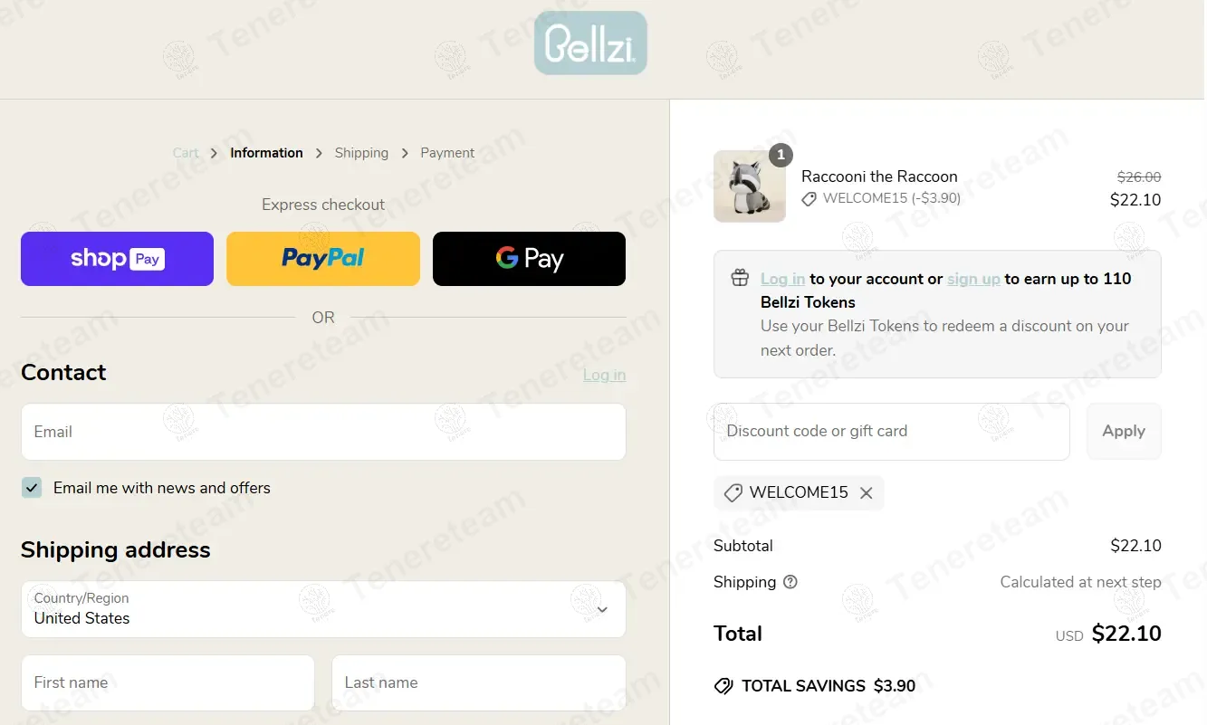 Bellzi coupon code: 15% off with WELCOME15. Tested and valid as 1 year ago.