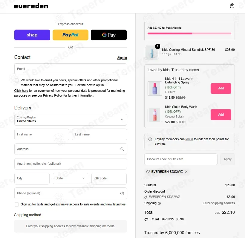 Evereden coupon code: 15% off with EVEREDEN-SDS2WZ. Tested and valid as 1 month ago.