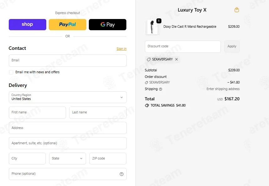 Luxury Toy X coupon code: 20% off with SEXAVERSARY. Tested and valid as 1 month ago.