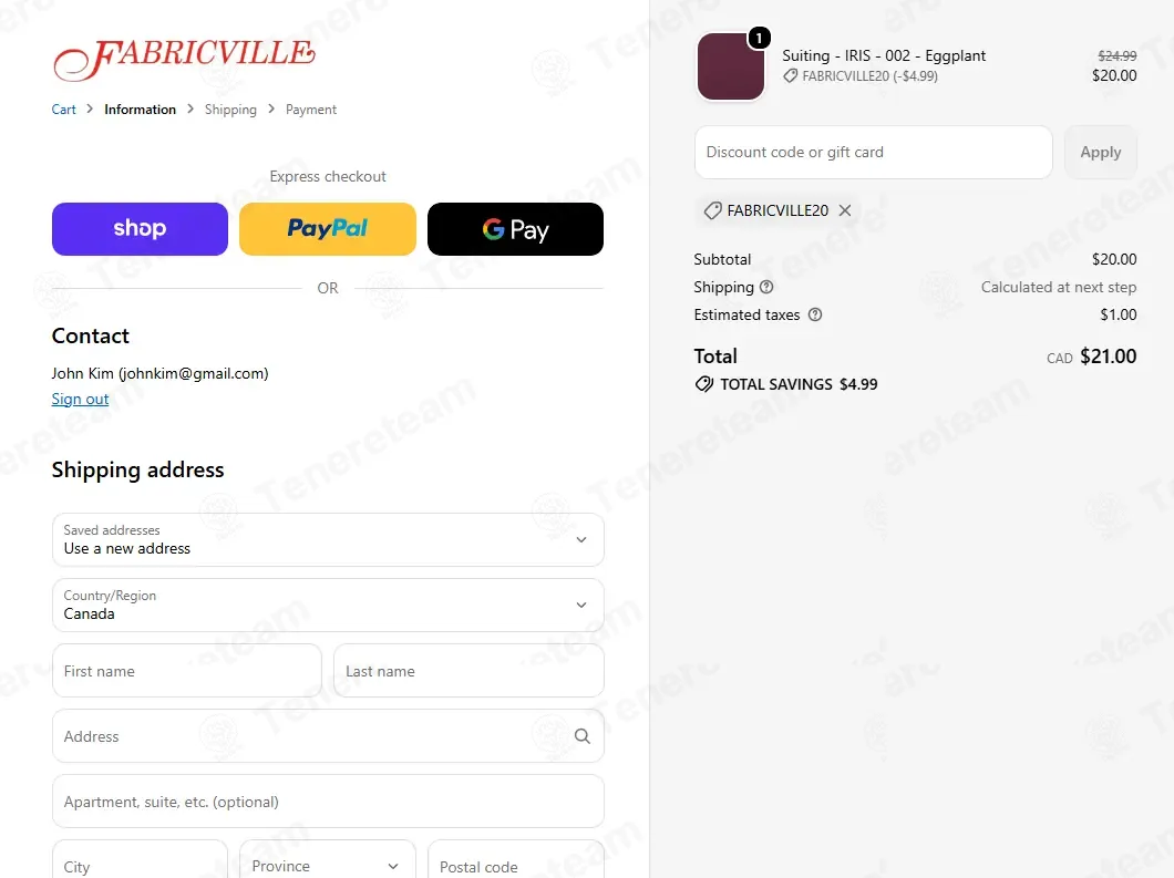 Fabricville apply coupon code