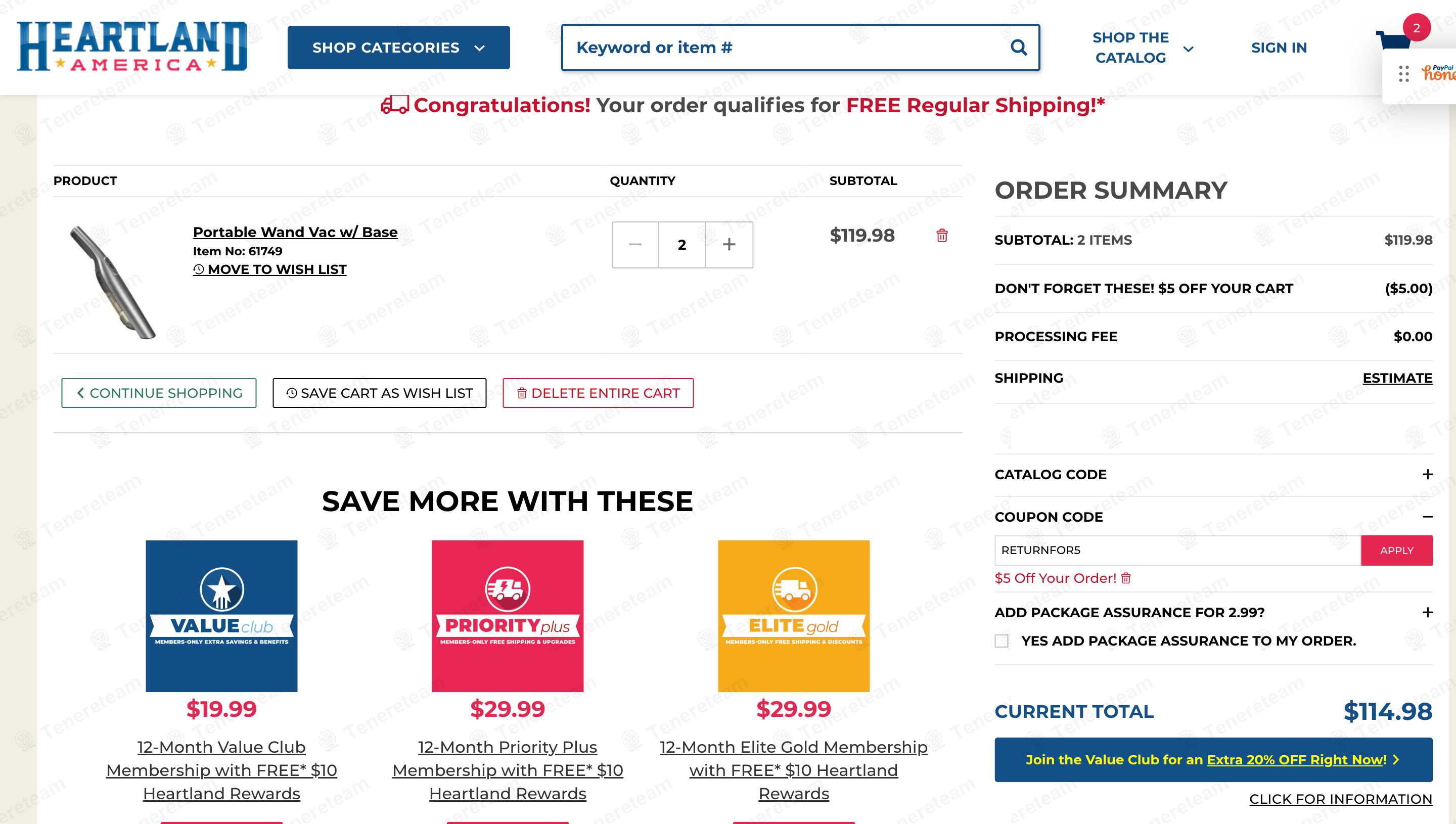 Heartland America coupon code: $5 off with RETURNFOR5. Tested and valid as 1 year ago.