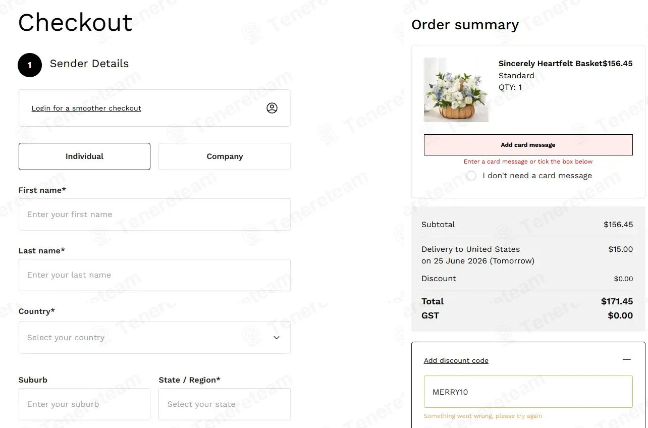 Interflora Australia coupon code: 10% off with MERRY10. Tested and valid as 6 days ago.