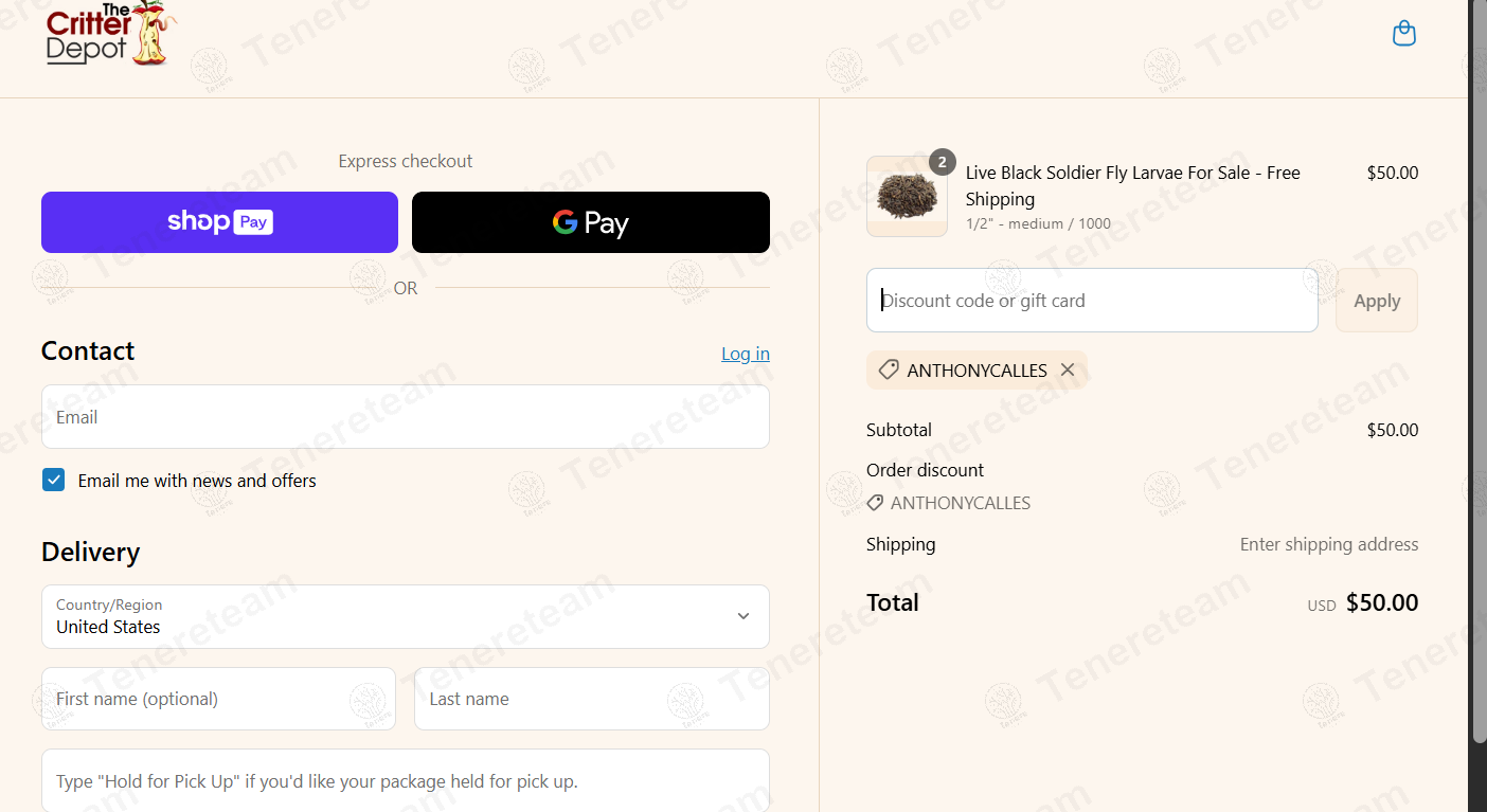 The Critter Depot coupon code: 10% off with ANTHONYCALLES. Tested and valid as 8 months ago.
