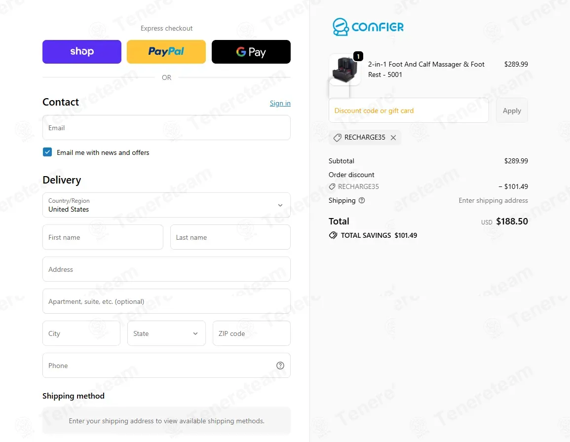Comfier apply coupon code