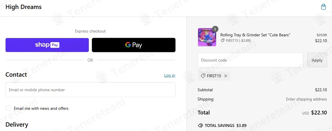 High Dreams Brand coupon code: 15% off with FIRST15. Tested and valid as 3 months ago.