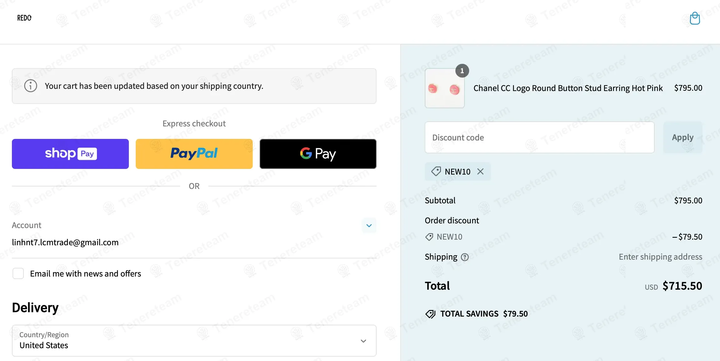 Redo Luxury apply coupon code