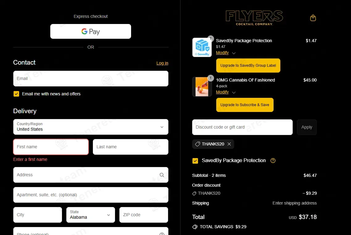 Flyers Cocktail Co coupon code: 20% off with THANKS20. Tested and valid as 9 months ago.