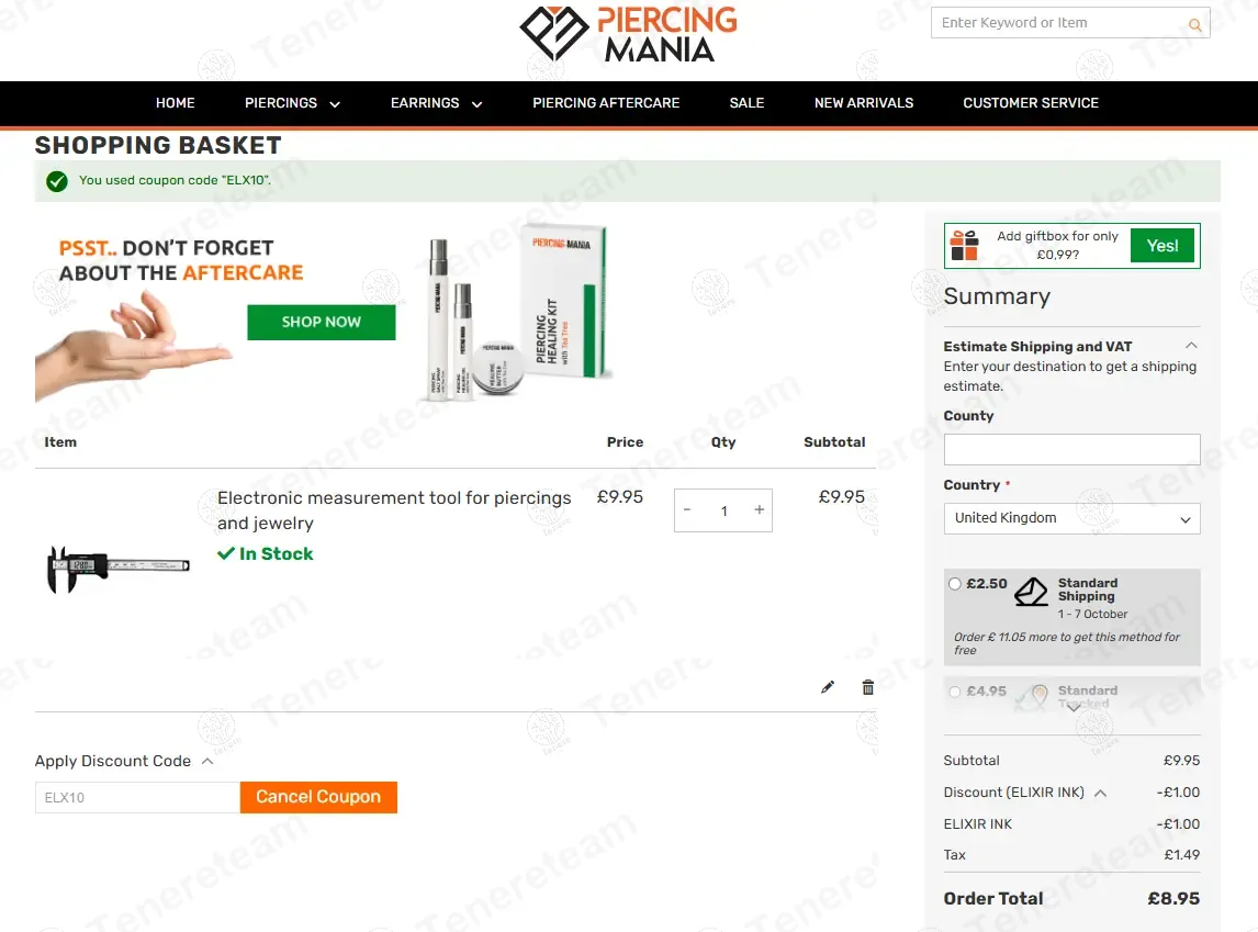 Piercing Mania coupon code: 10% off with ELX10. Tested and valid as 8 months ago.