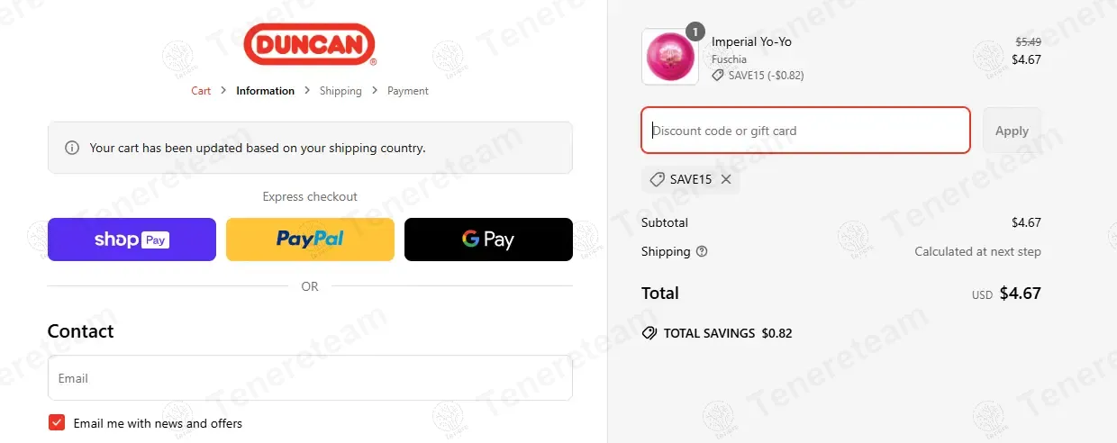 Duncan Toys coupon code: 15% off with SAVE15. Tested and valid as 1 year ago.