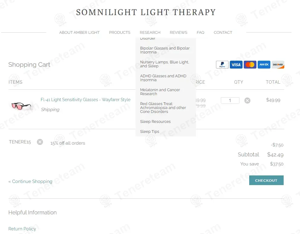 SomniLight coupon code: 15% off with TENERE15. Tested and valid as 11 months ago.