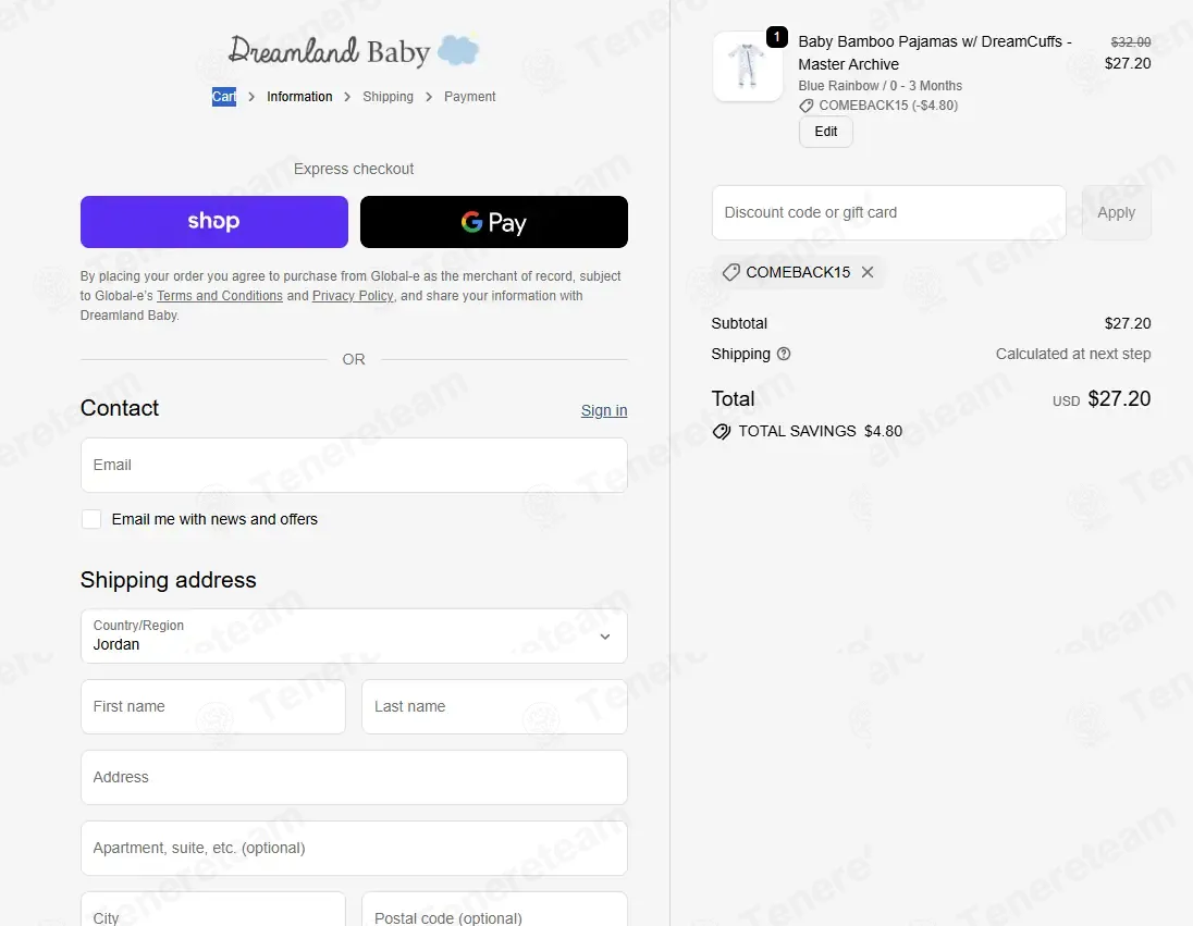 Dreamland Baby coupon code: 15% off with COMEBACK15. Tested and valid as 1 month ago.