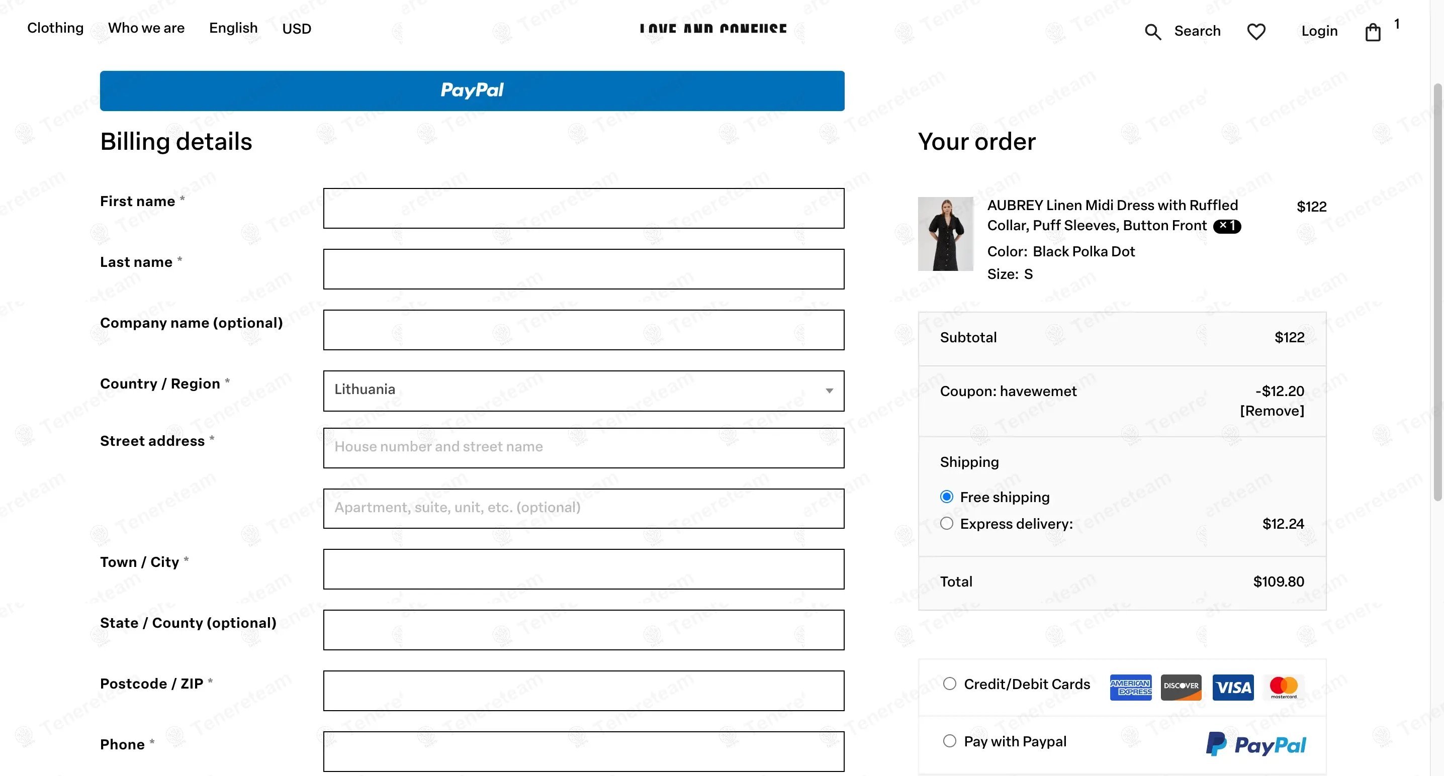 Love and Confuse coupon code: 10% off with havewemet. Tested and valid as 9 months ago.