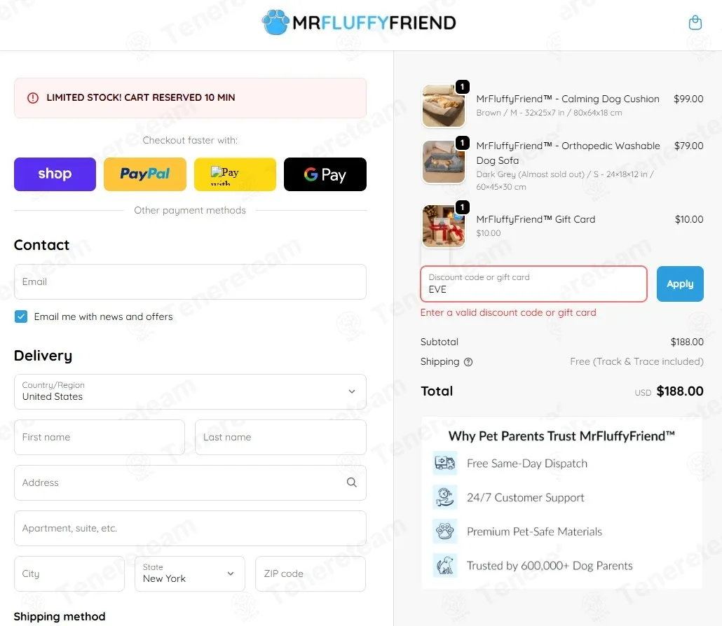 MrFluffyFriend coupon code: 10% off with EVE. Tested and valid as 2 months ago.