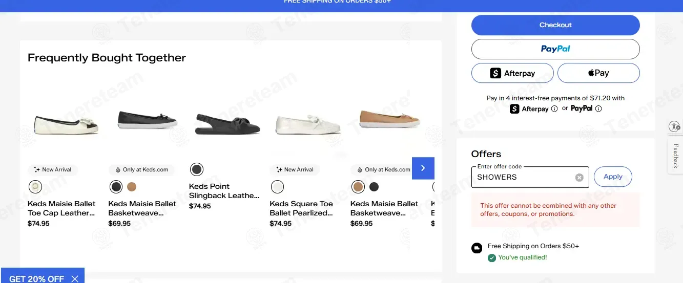 Keds coupon code: 25% off with SHOWERS. Tested and valid as 3 weeks ago.