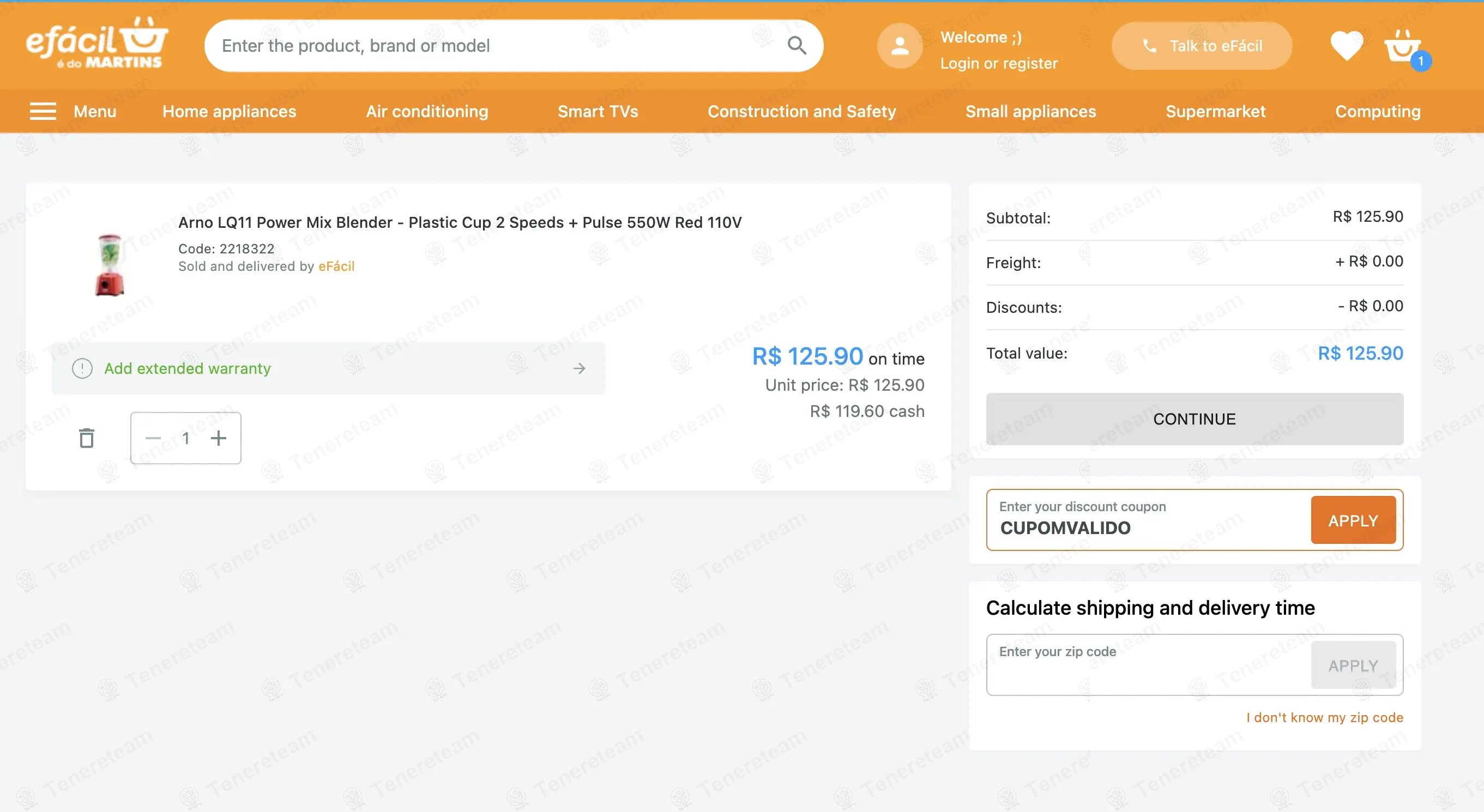Efacil BR coupon code: 10% off with CUPOMVALIDO. Tested and valid as 1 year ago.