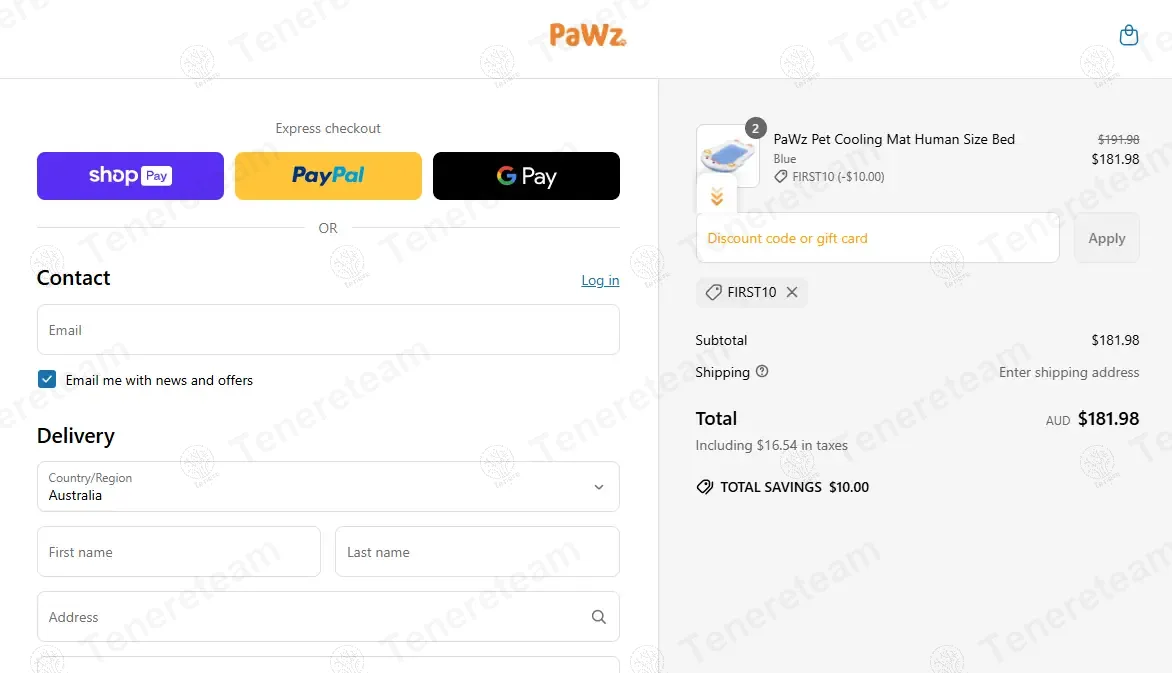 PetPaWz AU coupon code: $10 off with FIRST10. Tested and valid as 1 year ago.