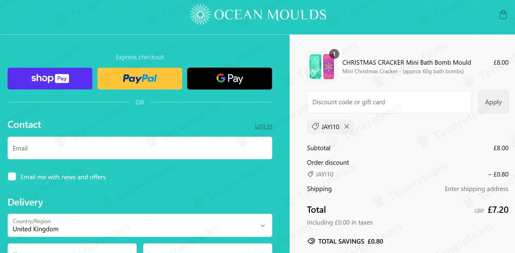 Ocean Moulds coupon code: 10% off with JAYI10. Tested and valid as 2 months ago.